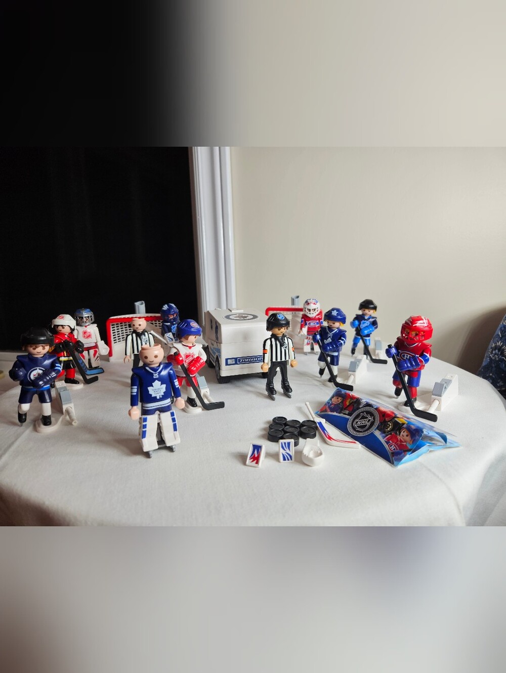 Playmobil NHL Hockey Figures Lot + Goal Nets Accessories INCOMPLETE PARTS ONLY